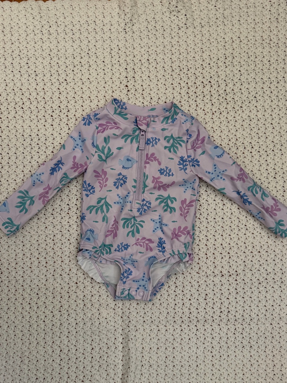 Carter's Long-Sleeve ocean theme Rashguard One-Piece